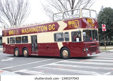 Washington,DC/USA March 8,2019: The Big Bus Tours The Nations Capital Around Historical Landmarks In DC And The DMV Area.