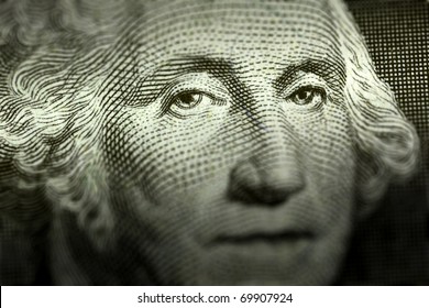 Washington's eyes on a dollar bill