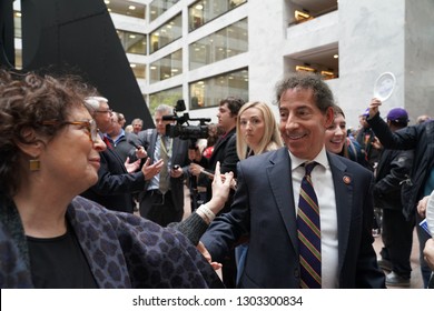 Washington/USA – January 23, 2019: Rep. Jamie Raskin (D-MD) Speaking To A Well Wisher At The Government Shutdown Demonstration In The Hart Senate Office Building.