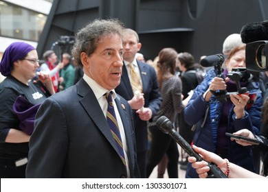 Washington/USA – January 23, 2019: Rep. Jamie Raskin (D-MD) Speaking To The Press At The Government Shutdown Demonstration In The Hart Senate Office Building.