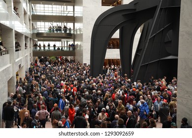 Washington/USA – January 23, 2019: Stop The Shutdown Protesters At The Hart Senate Office Building.                       