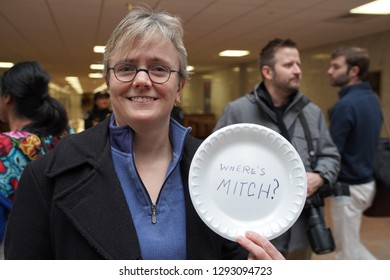               Washington/USA – January 23, 2019: Stop The Shutdown Protesters At The Hart Senate Office Building.                 