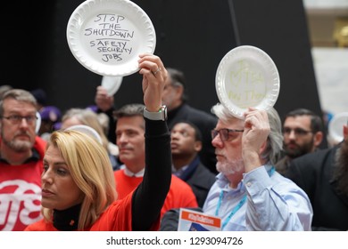               Washington/USA – January 23, 2019: Stop The Shutdown Protesters At The Hart Senate Office Building.                 