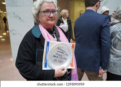 Washington/USA – January 23, 2019: Stop The Shutdown Protesters At The Hart Senate Office Building.                  