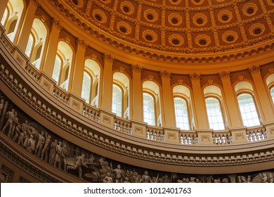 Washinton D.C., Usa, October 2016: Interior Of The Washington Capitol Hill Dome Rotunda