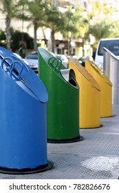 Waste Bins On The Street In Costa Del Sol, Spain