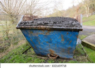 Waste Container Filled With Sewage Sludge