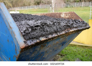 Waste Container Filled With Sewage Sludge