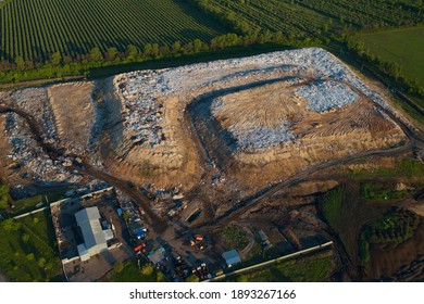 Waste Disposal Site Or Landfill With Plastic And Other Inorganic Waste Harmful To Nature, Aerial View