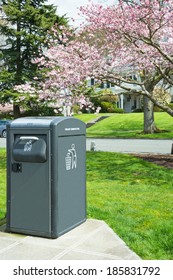 Waste Management Solar Powered Trash Compactor  In Park