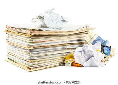 Waste Paper On A White Background
