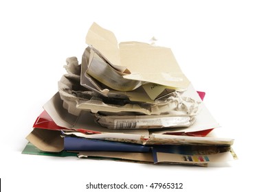 Waste Paper Products on White Background
