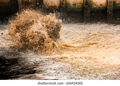 Waste Water In Canal,water Splash