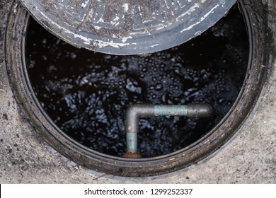 Waste Water Treatment Pipe That Was Opened In A Factory Release The Check The System Bad Smell