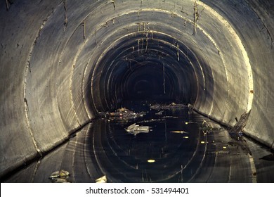 Wastewater from the factory, flowing through the sewer pipe