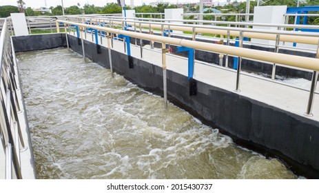 Wastewater Treatment System By Aeration There Is An Air Distribution Tube Under The Water.