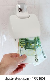 Wasting Euro Money As Toilet Paper