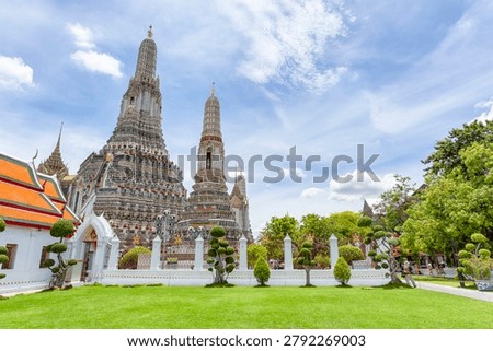 Wat Arun temple complex with pavilion and prangs, Bangkok, Thailand