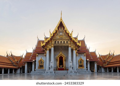 Wat Benchamabophit Dusitvanaram or White Marble Temple is Famous in Bangkok Thailand. - Powered by Shutterstock