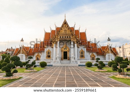 Wat Benchamabophit Dusitvanaram or White Marble Temple is Famous in Bangkok Thailand.