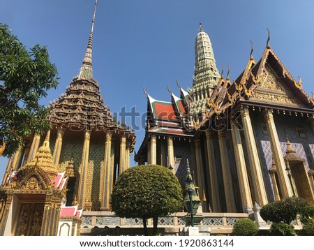 Wat Phra Kaew or Emerald Buddha Temple a tourist landmark in Bangkok Thailand