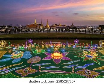 Wat Phra Kaew, Famous place in Bangkok, Temple of the Emerald Buddha,Grand palace at twilight in Bangkok, Thailand