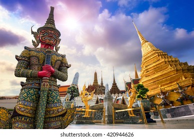 Wat Phra Kaew, Temple of the Emerald Buddha Wat Phra Kaew is one of Bangkok's most famous tourist sites and it was built in 1782 at Bangkok, Thailand - Shutterstock ID 420944626