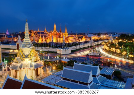 Wat Phra Kaew ,Temple of the Emerald Buddha ,full official name Wat Phra Si Rattana Satsadaram in Bangkok ,Thailand Foto stock © 