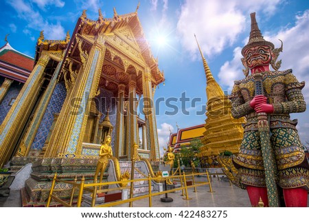 Wat Phra Kaew, Temple of the Emerald Buddha Wat Phra Kaew is one of Bangkok's most famous tourist sites and it was built in 1782 at Bangkok, Thailand