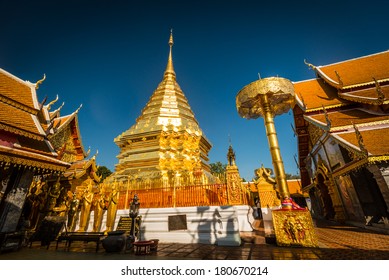 Wat Phra That Doi Suthep in Chiang Mai, Thailand in the morning sun.