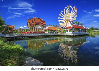 Wat Plai Laem temple with 18 hands God statue (Guanyin), Koh Samui, Surat Thani, Thailand.