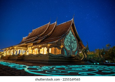 Wat Sirindhorn Wararam: The Glowing Temple during Golden Hour and Sunset. Unseen Thailand - Shutterstock ID 2255169565