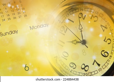 Watch, Calendar And Abstract Background