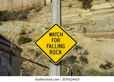 Watch For Falling Rock caution road sign  - Shutterstock ID 2076524419