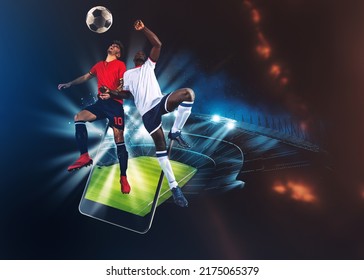 Watch a live sports event on your mobile device. Betting on football matches - Shutterstock ID 2175065379