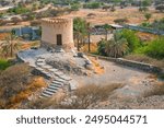 Watch Tower next to historical oldest AL Bidyah Mosque, Fujairah. UAE.Popular touristic weekend travel destination.