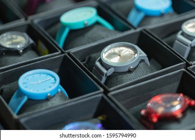Watch Wrist,market,Counterfeit Watches Available For Sale On The Road Corridor,background Blur,selected Focus,shallow Depth Of Field.