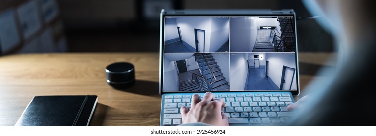 Watching CCTV Video Camera Footage On Computer Screen