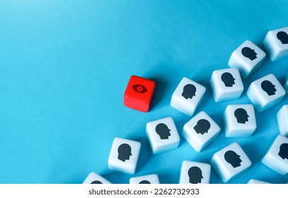 Watching eye on internet users. Theft of financial information, security threat. Unauthorized access. Illegal covert surveillance of people. Collection of personal data, tracking. Digital user profile