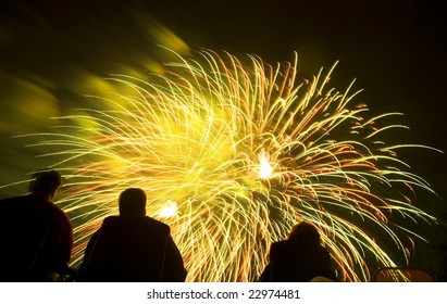 Watching A Fourth Of July Fireworks Display.