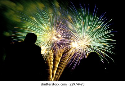 Watching A Fourth Of July Fireworks Display.