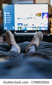 Watching Smart Tv Lying Down During Pandemic Lockdown