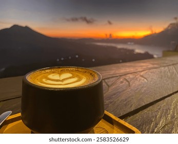 Watching sunset while having a cup of capucinno