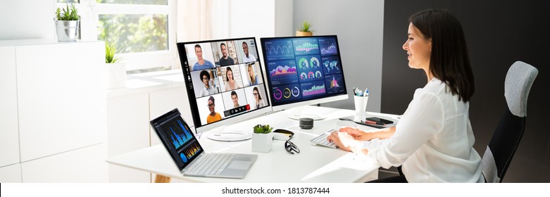 Watching Video Conference Business Webinar On Computer - Shutterstock ID 1813787444