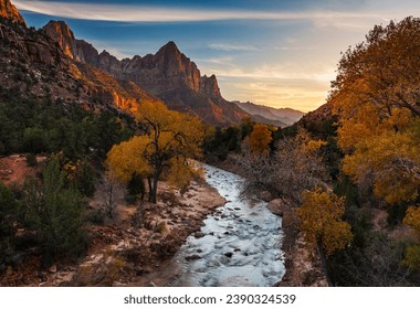 The Watchman in Utah's Zion National Park at sunset - Powered by Shutterstock