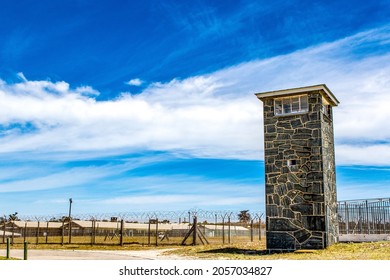 Watchtower and barracks of the prison at Robben Island, Cape Town, South Africa, Africa