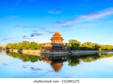 Watchtower of Forbidden City at sunset,Beijing,China - Powered by Shutterstock
