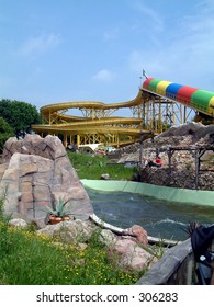 Water Amusement Feature At Hansa Park, Lübeck, Germany