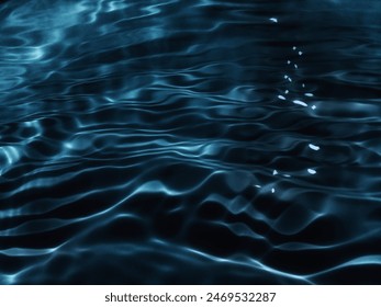 Closeup blur abstract of surface blue water. Abstract of surface blue water reflected with sunlight for background.Top view of blue water. Water splashed abstract background.