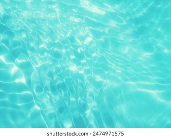 Closeup​ blur​ abstract​ of​ surface​ blue​ water. Abstract​ of​ surface​ blue​ water​ reflected​ with​ sunlight​ for​ background.Top​ view​ of blue​ water.​ Water​ splashed​ abstract​ background.